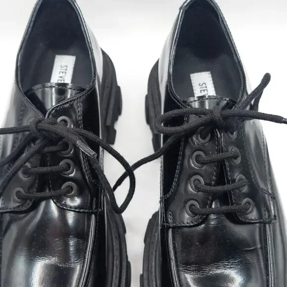 Steve Madden Helga Platform Oxfords Black Size 9 Dark Academia - Picture 4 of 12